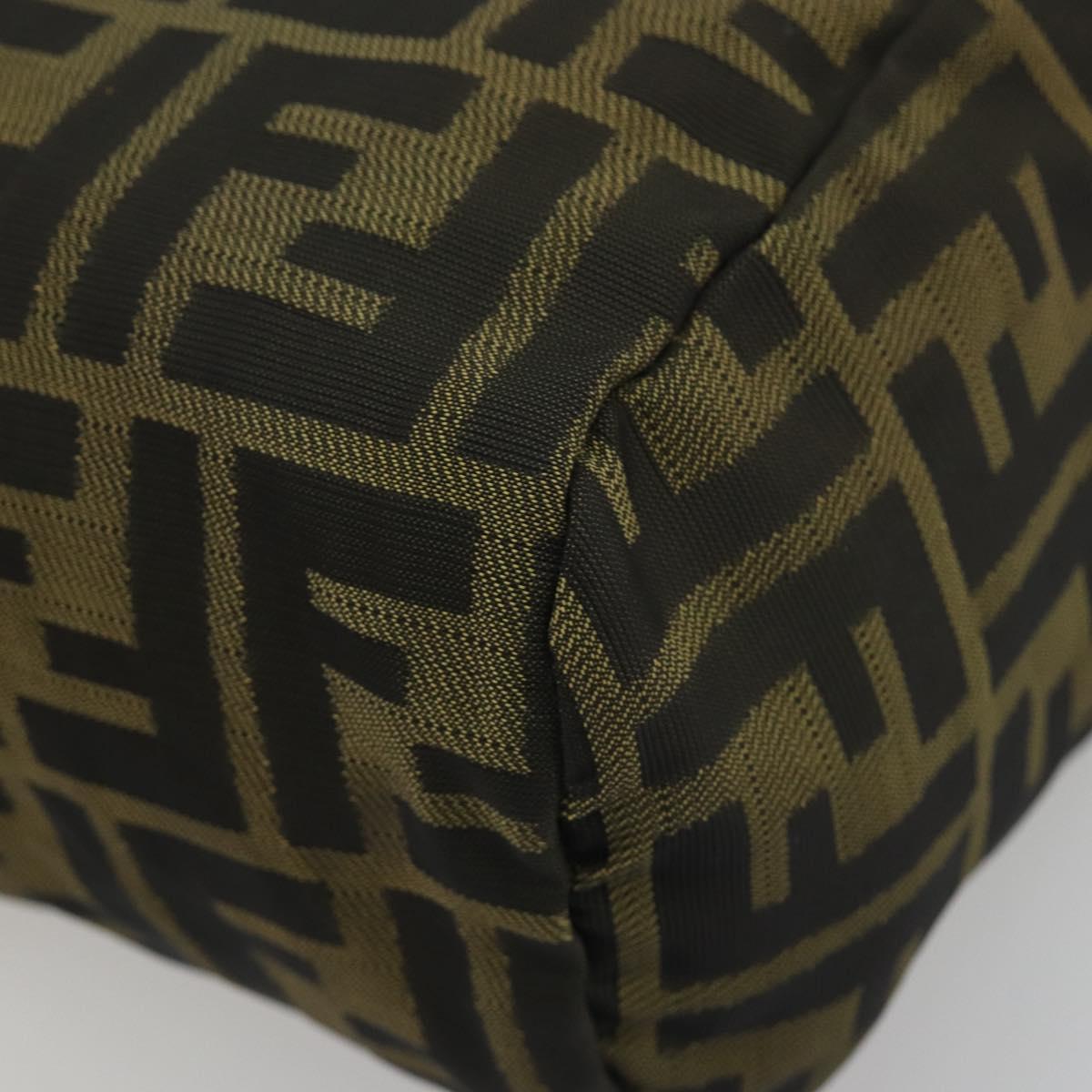 FENDI Zucca Canvas Hand Bag Black Brown Auth 190347