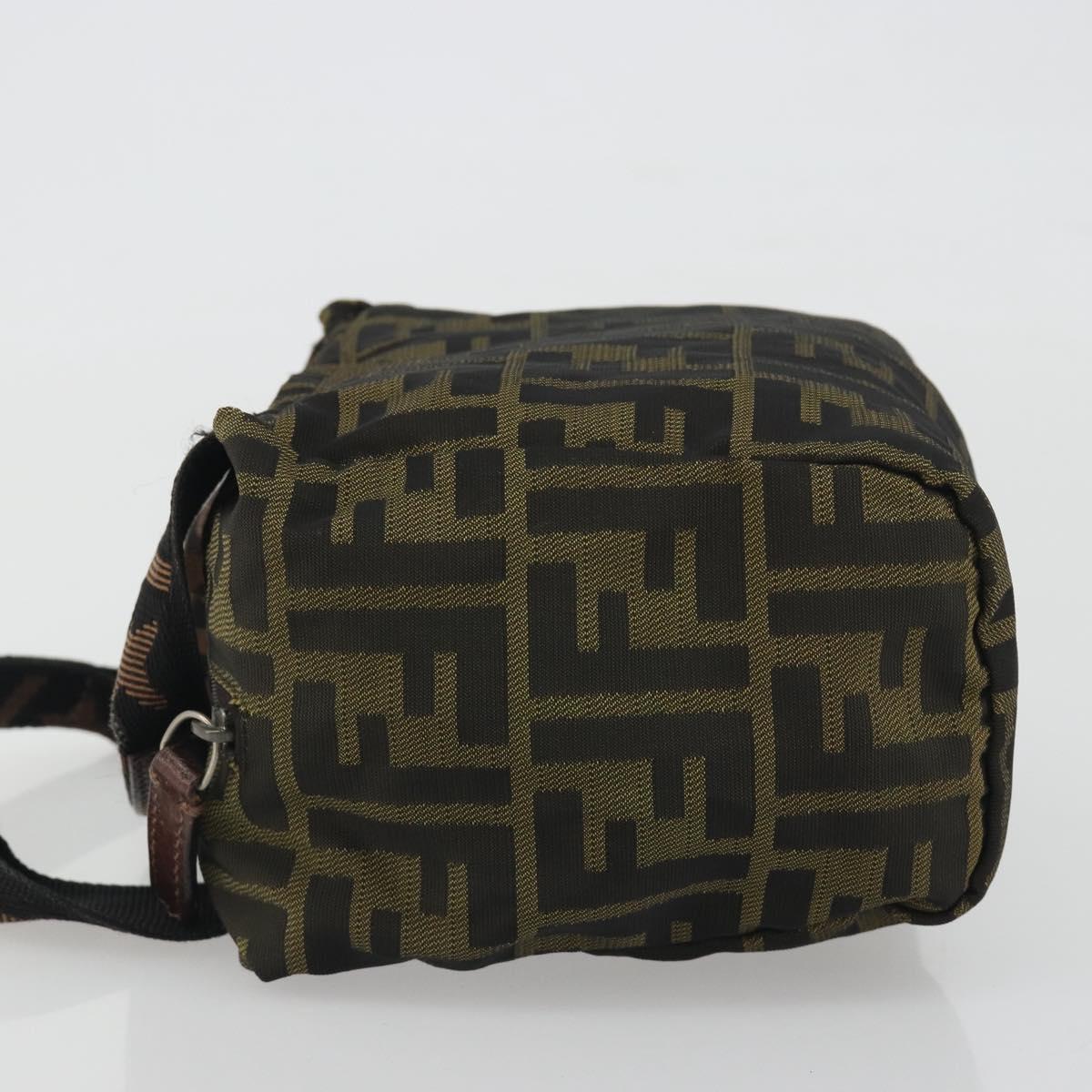 FENDI Zucca Canvas Hand Bag Black Brown Auth 190347