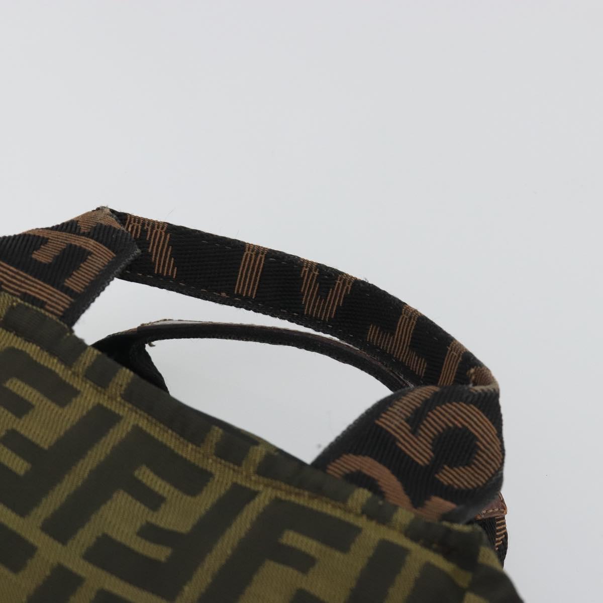 FENDI Zucca Canvas Hand Bag Black Brown Auth 190347