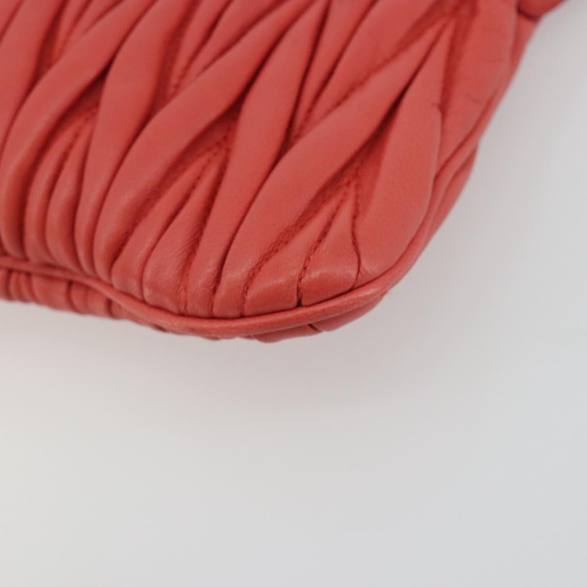 Miu Miu Matelasse Shoulder Bag Leather Red Gold Auth 190348A