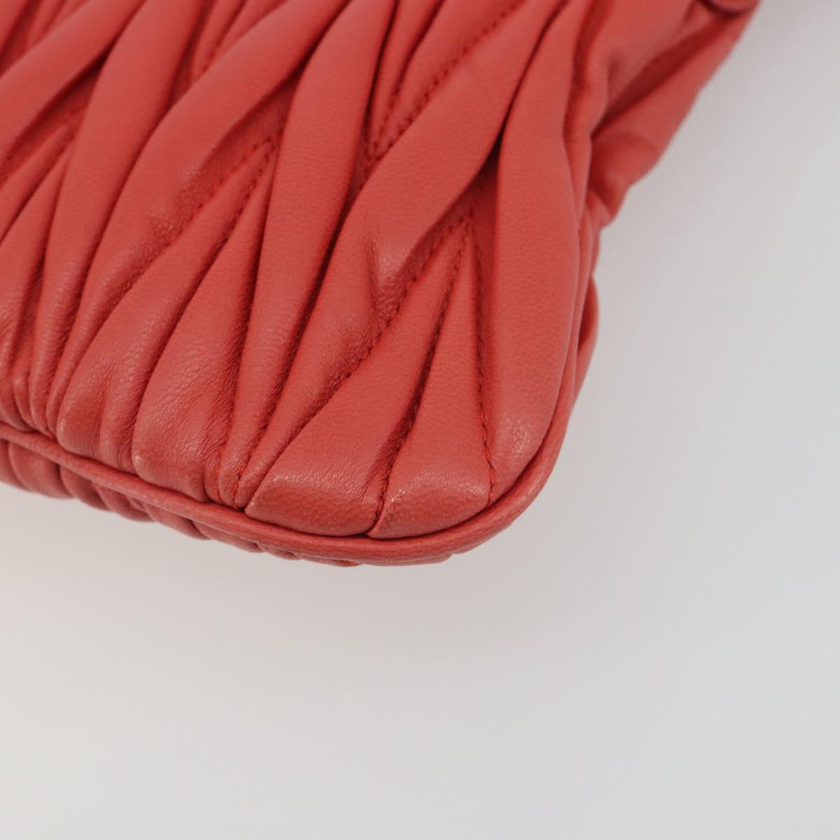 Miu Miu Matelasse Shoulder Bag Leather Red Gold Auth 190348A