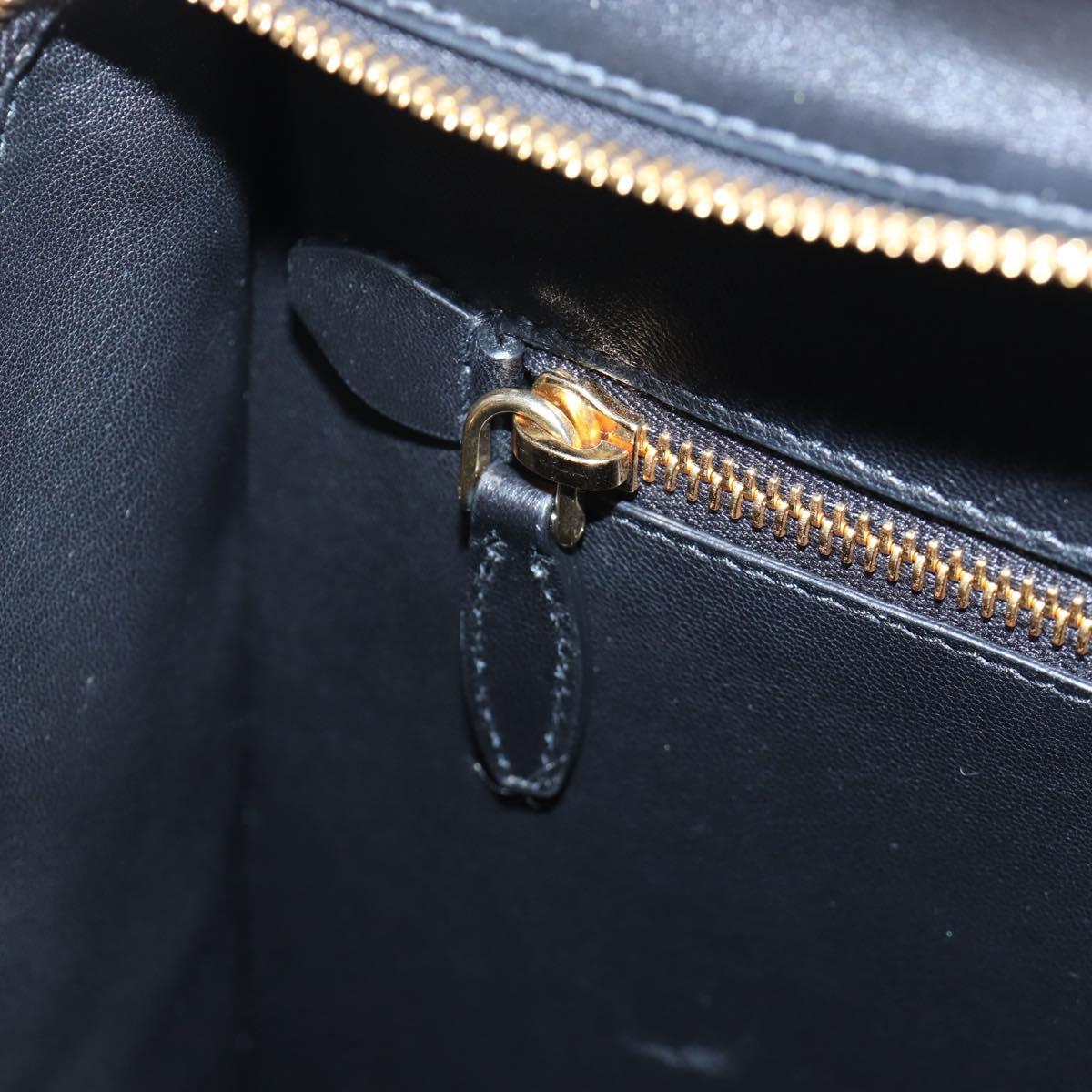 PRADA Shoulder Bag Leather Black Gold Auth 190350V