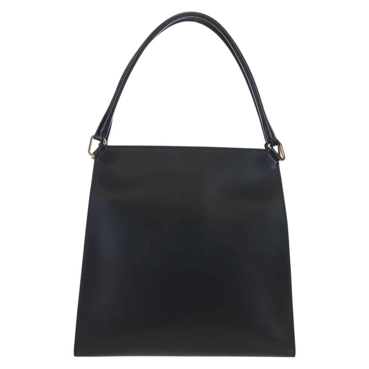PRADA Shoulder Bag Leather Black Gold Auth 190350V