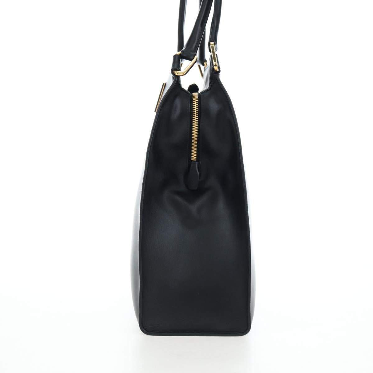 PRADA Shoulder Bag Leather Black Gold Auth 190350V