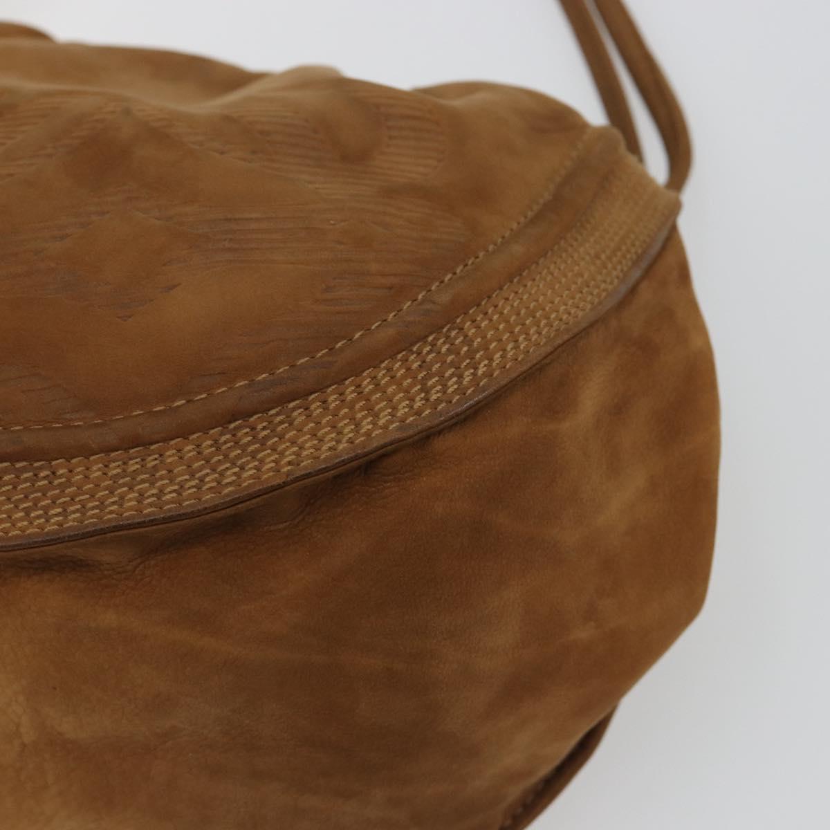 LOEWE Shoulder Bag Suede Brown Gold Auth 190351A