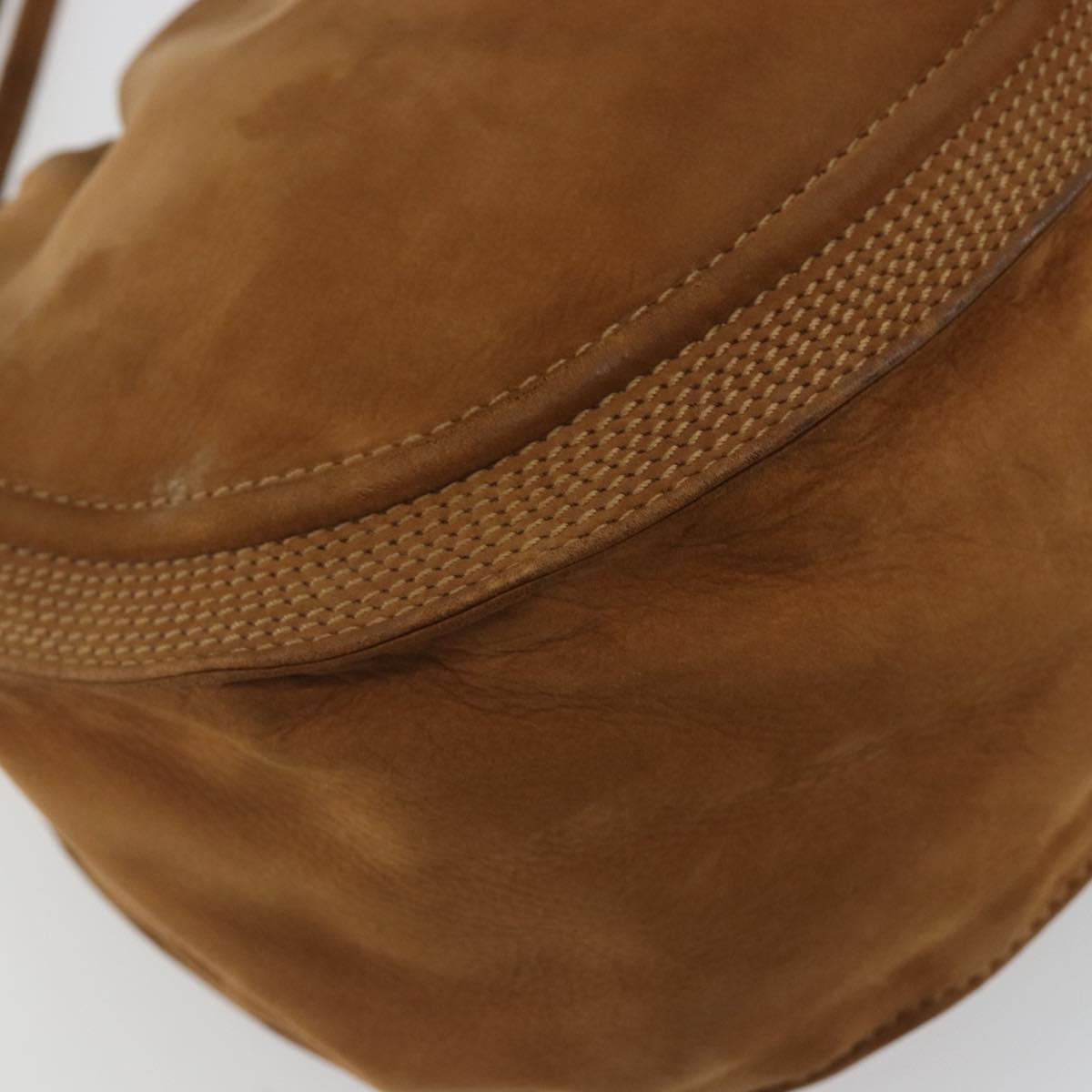 LOEWE Shoulder Bag Suede Brown Gold Auth 190351A