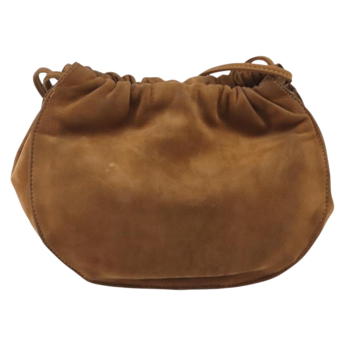 LOEWE Shoulder Bag Suede Brown Gold Auth 190351A