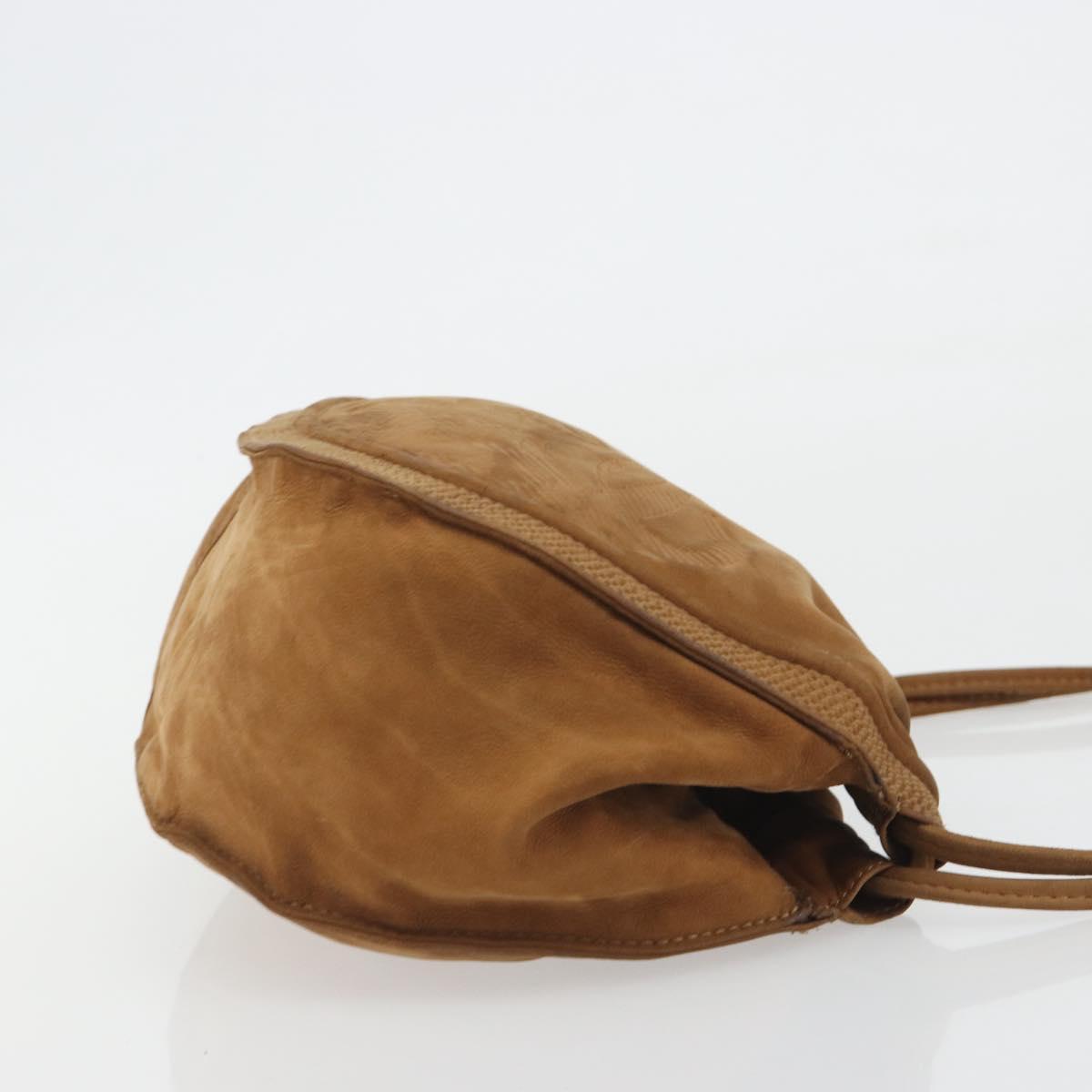 LOEWE Shoulder Bag Suede Brown Gold Auth 190351A