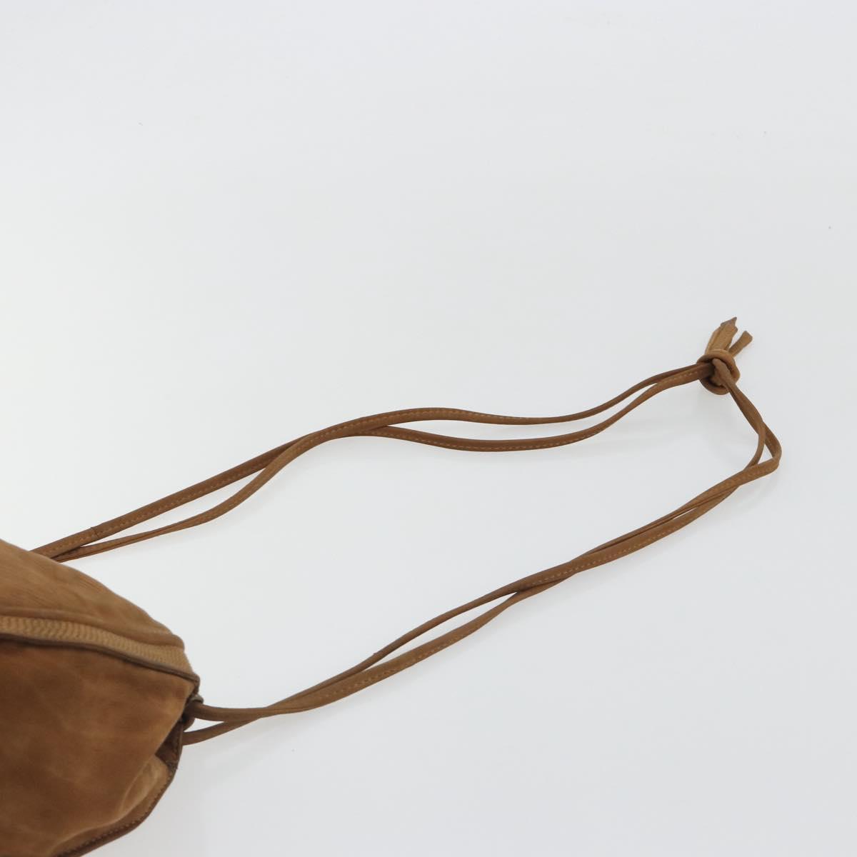 LOEWE Shoulder Bag Suede Brown Gold Auth 190351A