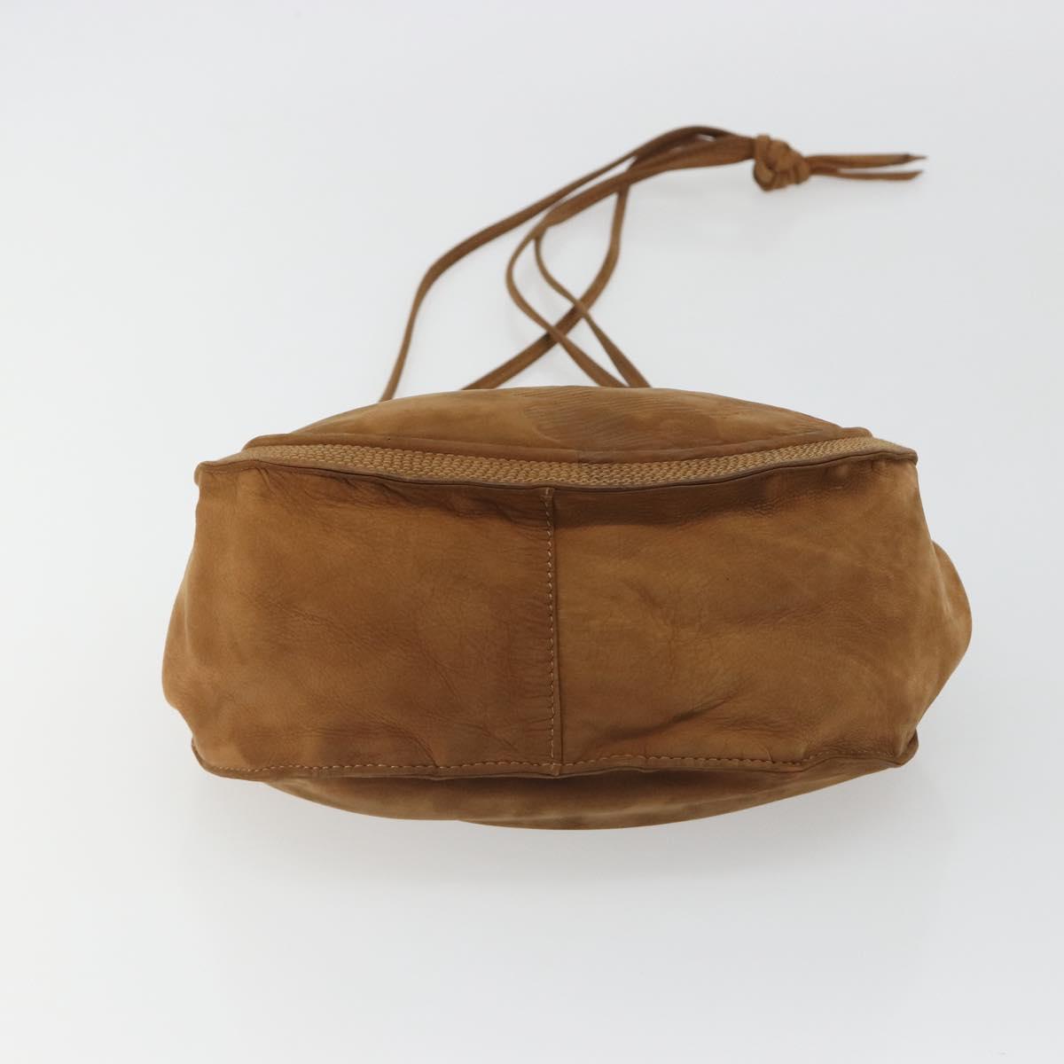 LOEWE Shoulder Bag Suede Brown Gold Auth 190351A