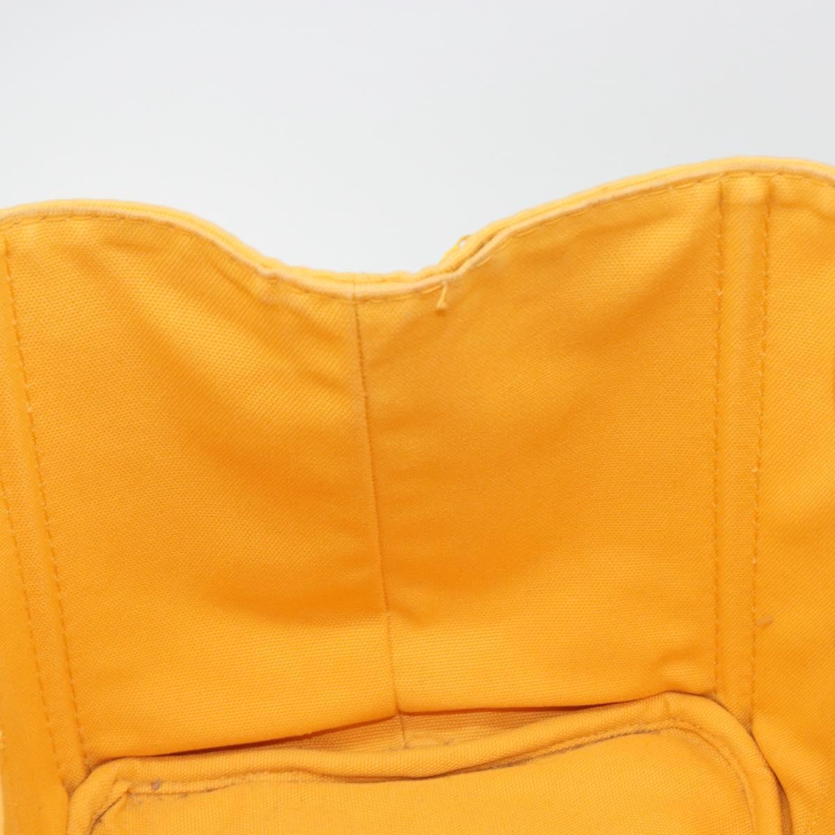 PRADA Canapa M Hand Bag Canvas Yellow Gold Auth 190356A