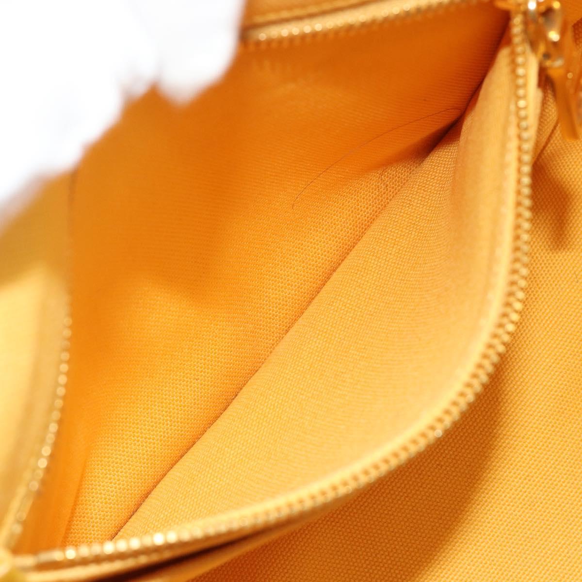 PRADA Canapa M Hand Bag Canvas Yellow Gold Auth 190356A
