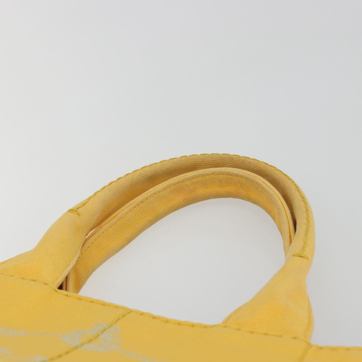 PRADA Canapa M Hand Bag Canvas Yellow Gold Auth 190356A