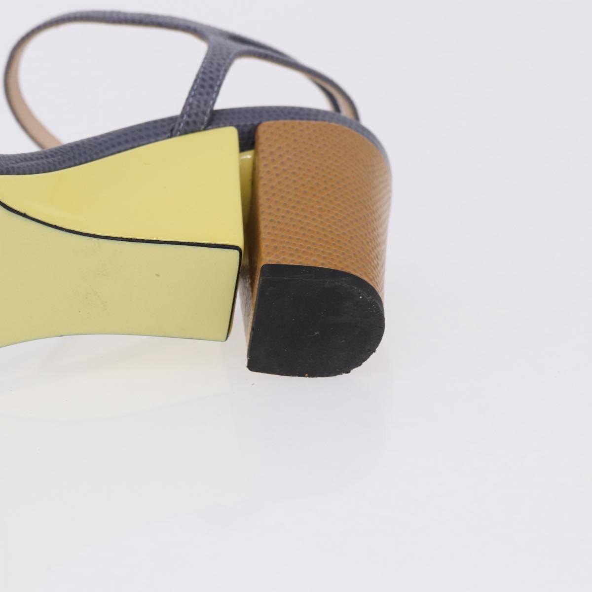 FENDI Ankle Strap Sandals Leather Multicolor Gold Auth 190357M