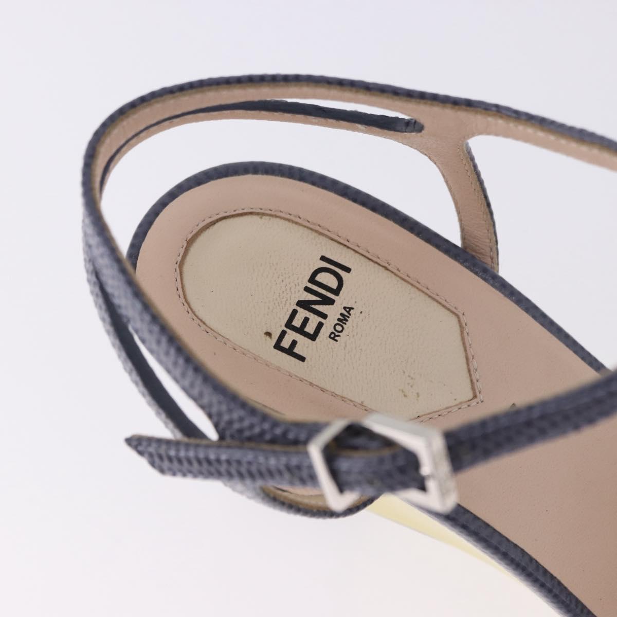 FENDI Ankle Strap Sandals Leather Multicolor Gold Auth 190357M