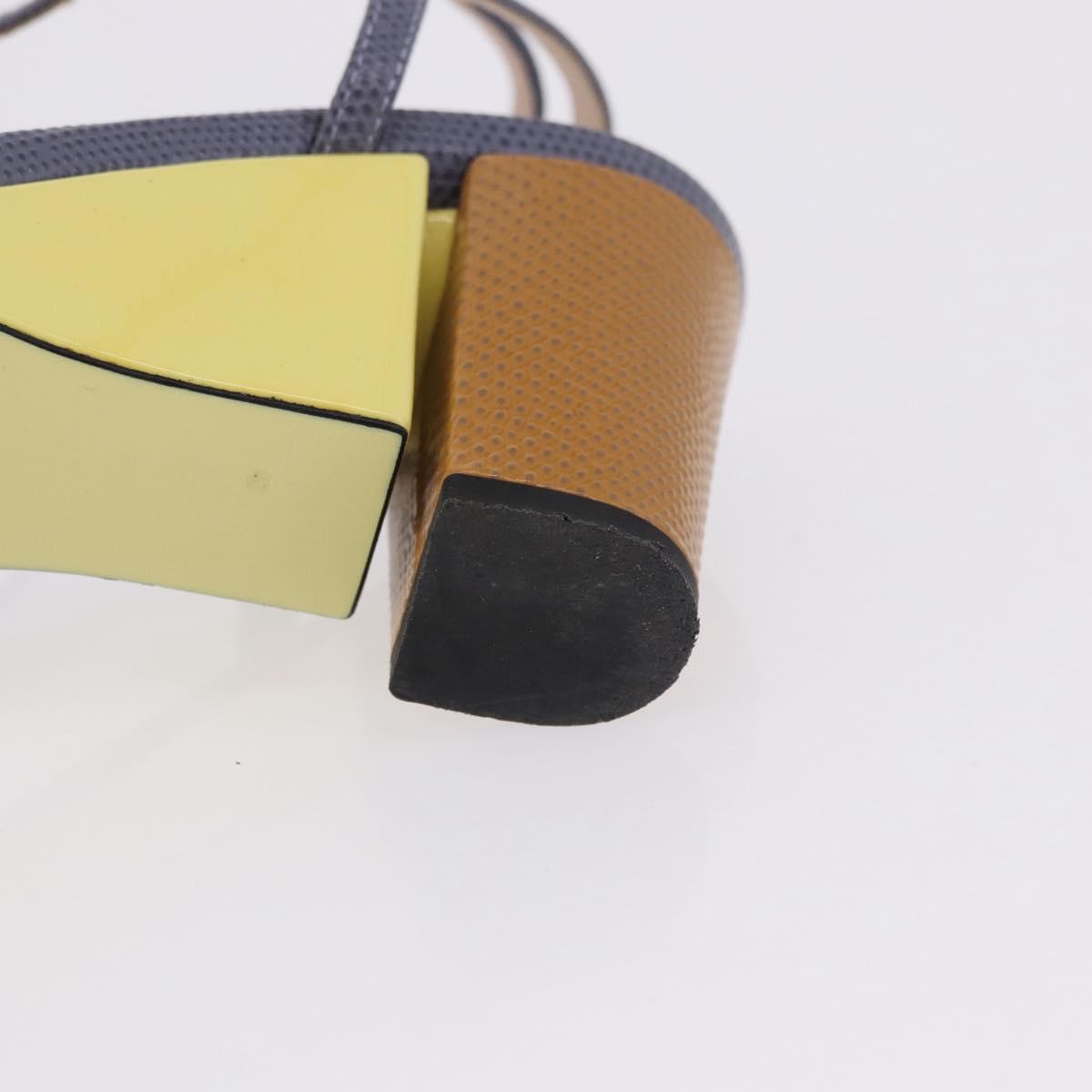 FENDI Ankle Strap Sandals Leather Multicolor Gold Auth 190357M