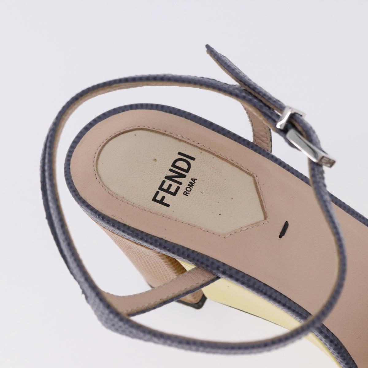 FENDI Ankle Strap Sandals Leather Multicolor Gold Auth 190357M
