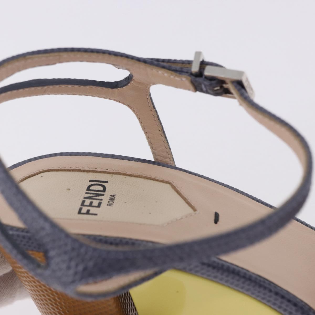 FENDI Ankle Strap Sandals Leather Multicolor Gold Auth 190357M