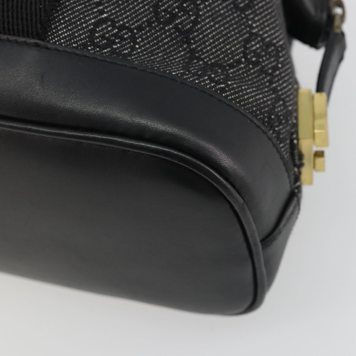 GUCCI GG Canvas Hand Bag Black Gold 92734 Auth 190358A