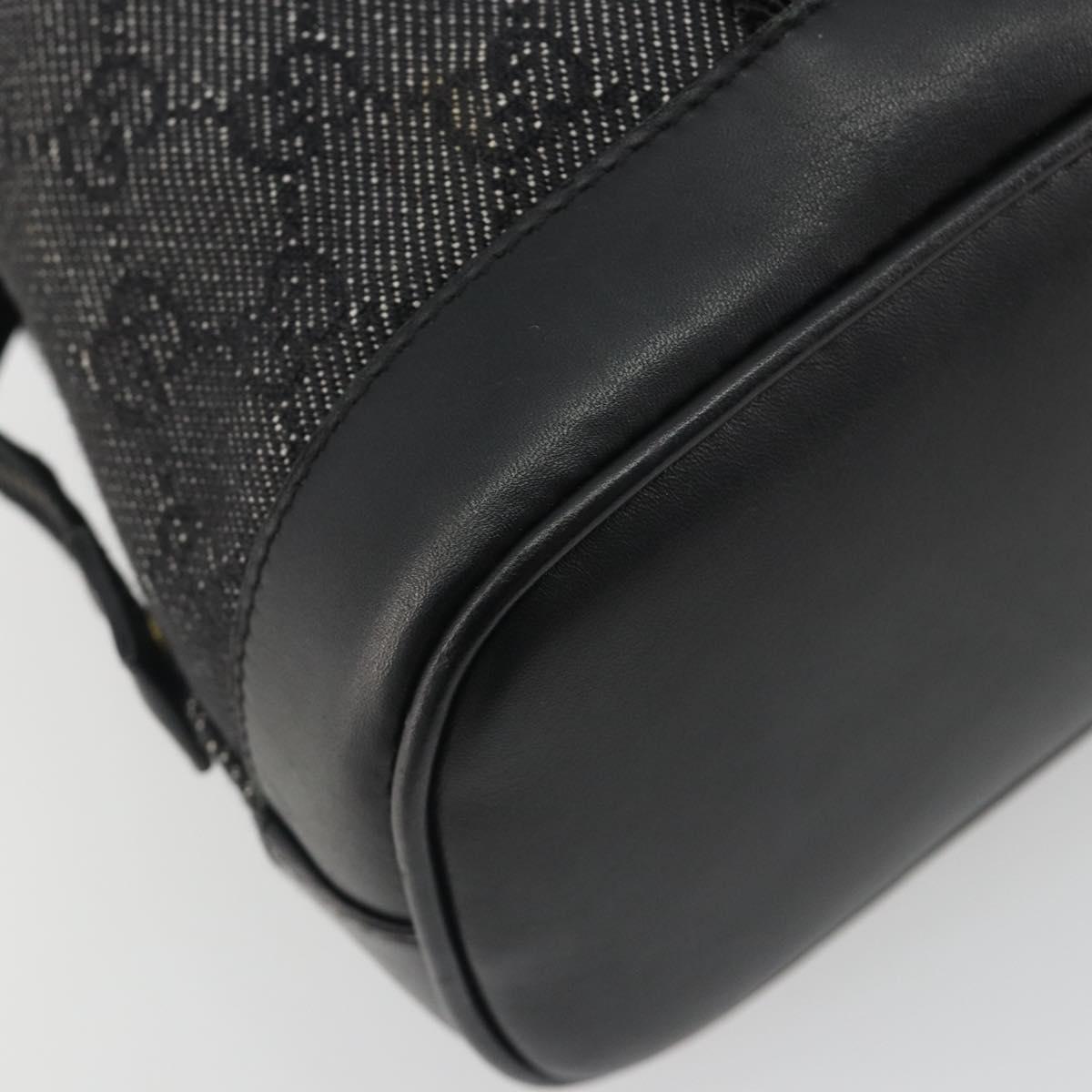 GUCCI GG Canvas Hand Bag Black Gold 92734 Auth 190358A