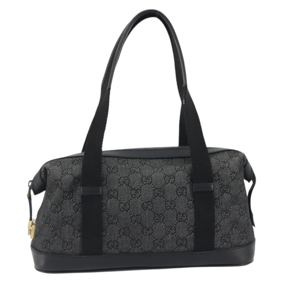 GUCCI GG Canvas Hand Bag Black Gold 92734 Auth 190358A