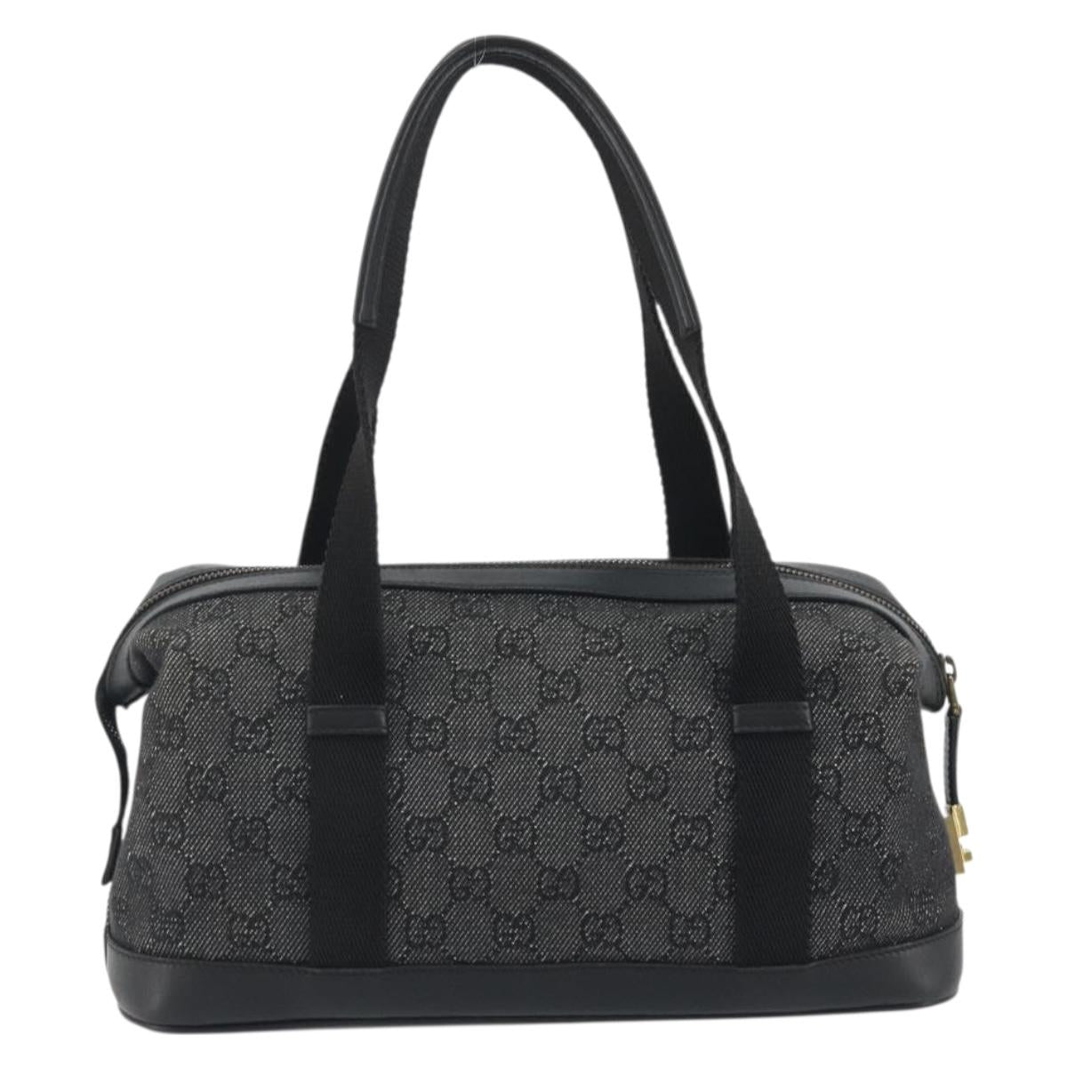 GUCCI GG Canvas Hand Bag Black Gold 92734 Auth 190358A