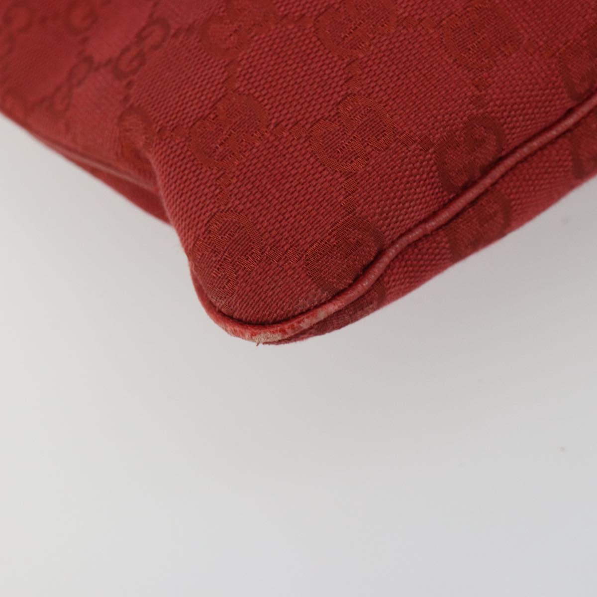 GUCCI GG Canvas Shoulder Bag Red Silver 113013 Auth 190359