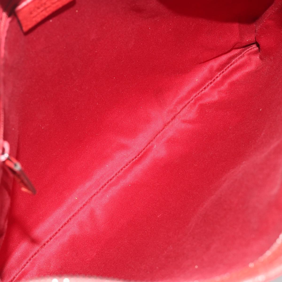 GUCCI GG Canvas Shoulder Bag Red Silver 113013 Auth 190359