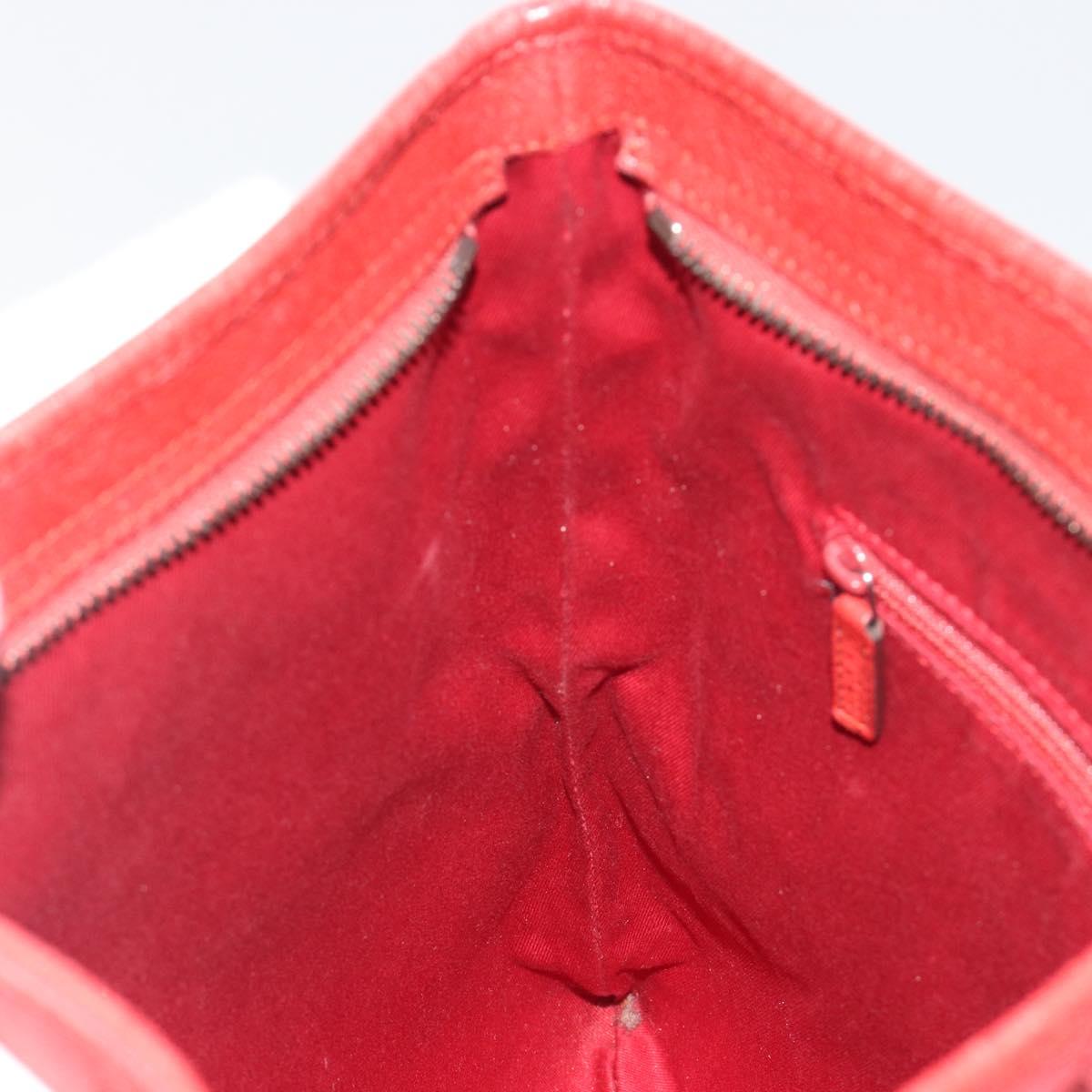 GUCCI GG Canvas Shoulder Bag Red Silver 113013 Auth 190359