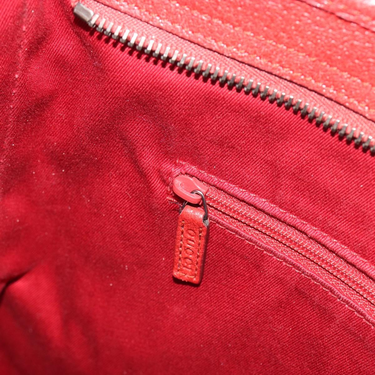 GUCCI GG Canvas Shoulder Bag Red Silver 113013 Auth 190359