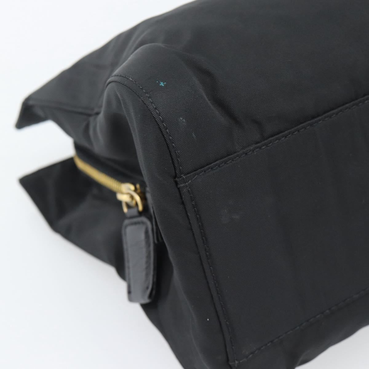 PRADA Chain Shoulder Bag Nylon Black Gold Auth 190360A