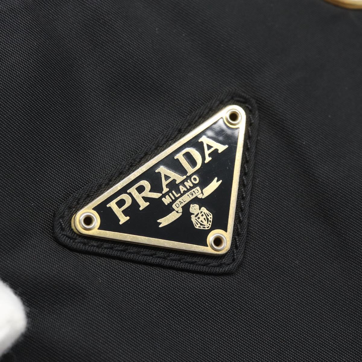 PRADA Chain Shoulder Bag Nylon Black Gold Auth 190360A