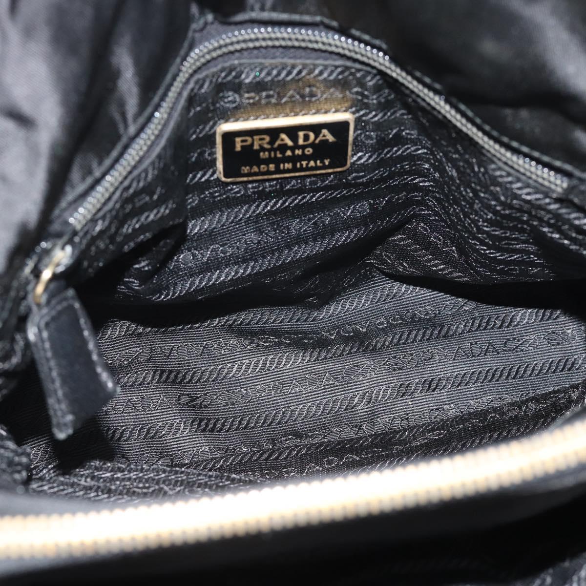PRADA Chain Shoulder Bag Nylon Black Gold Auth 190360A