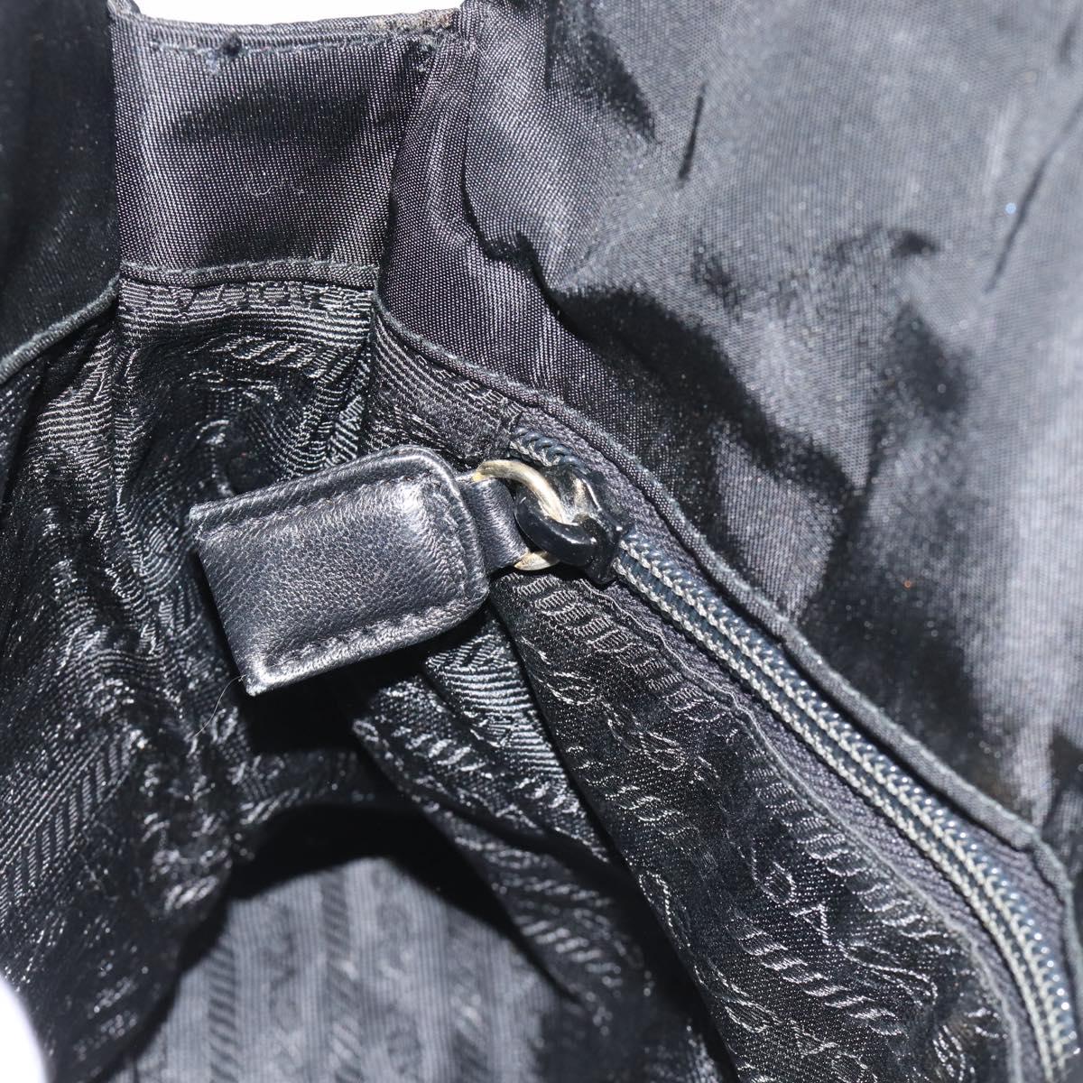 PRADA Chain Shoulder Bag Nylon Black Gold Auth 190360A