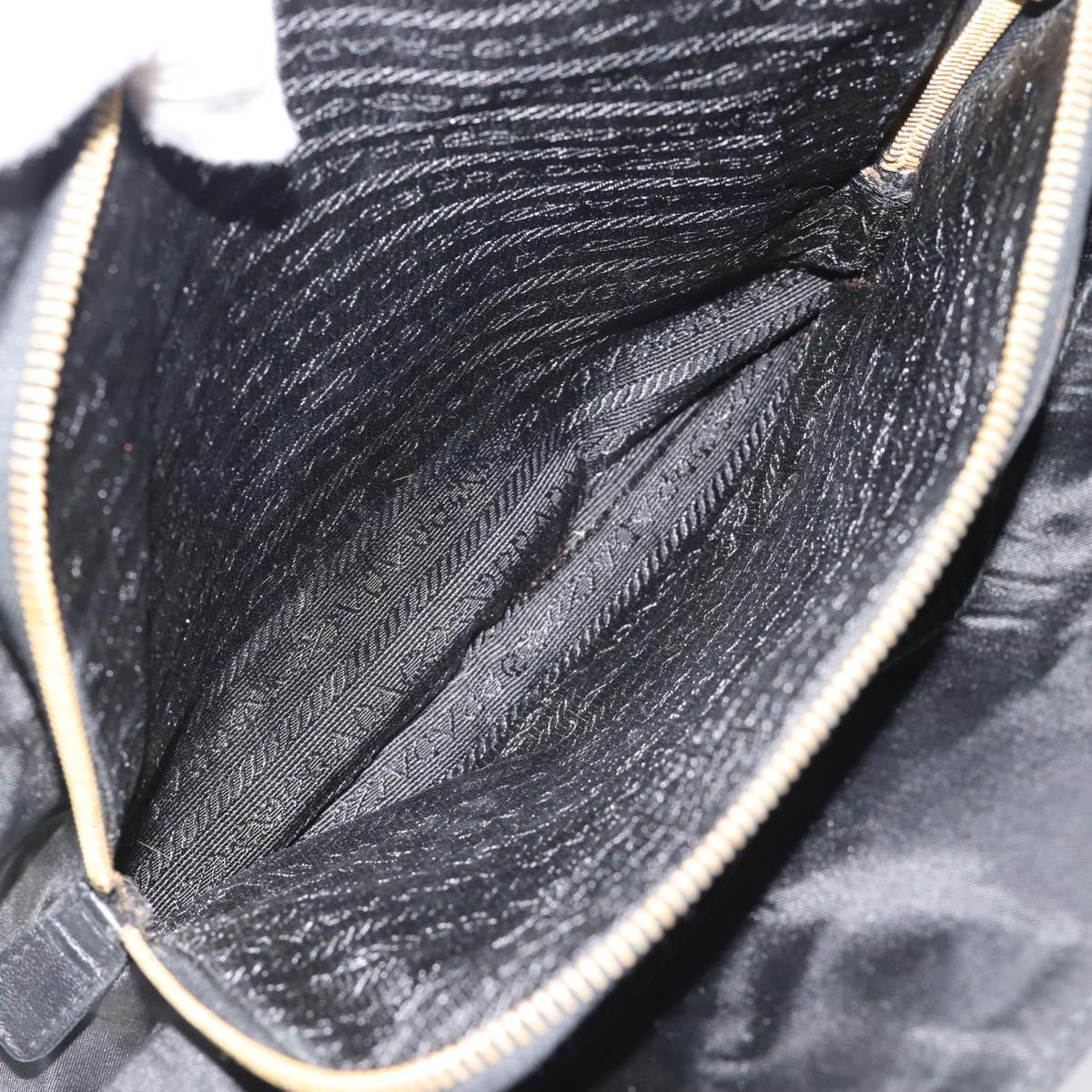 PRADA Chain Shoulder Bag Nylon Black Gold Auth 190360A