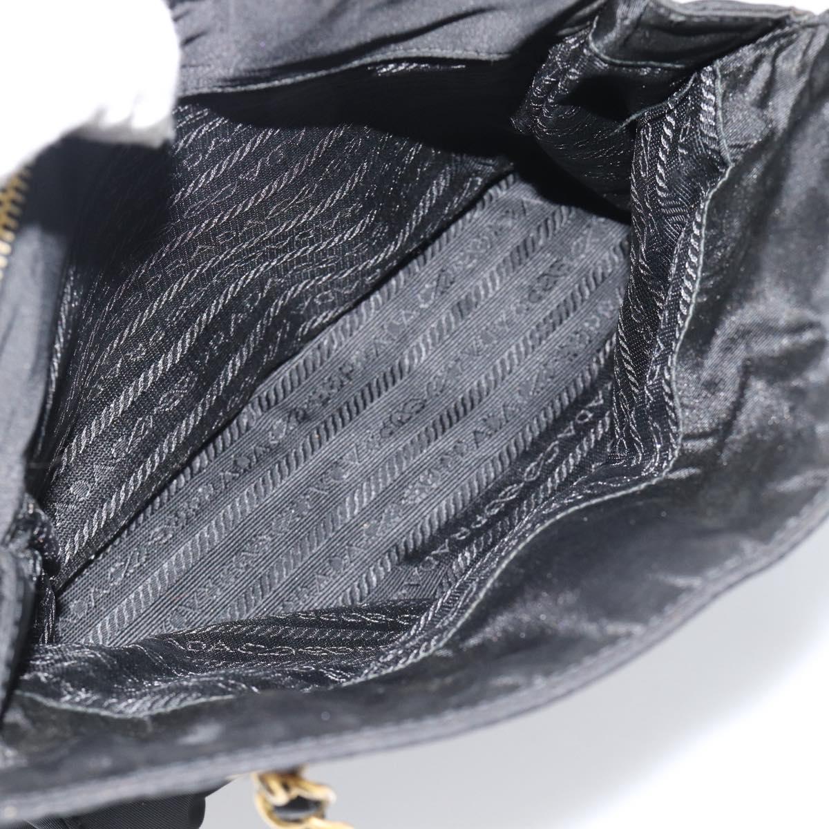 PRADA Chain Shoulder Bag Nylon Black Gold Auth 190360A