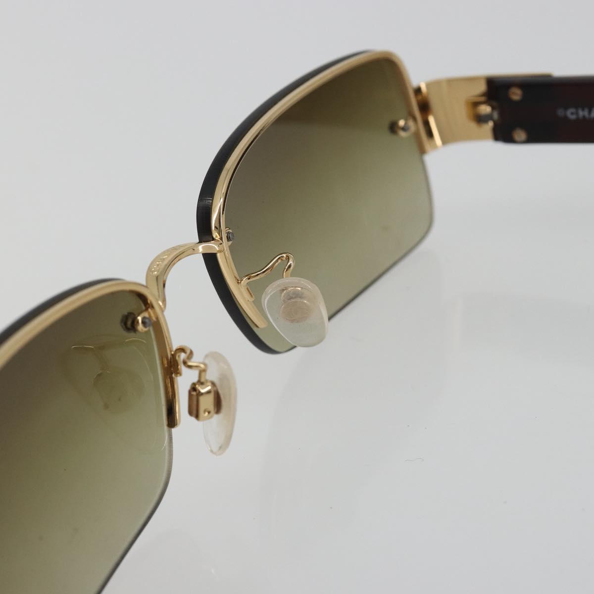 CHANEL COCO Mark Sunglasses plastic Brown CC Auth 190363