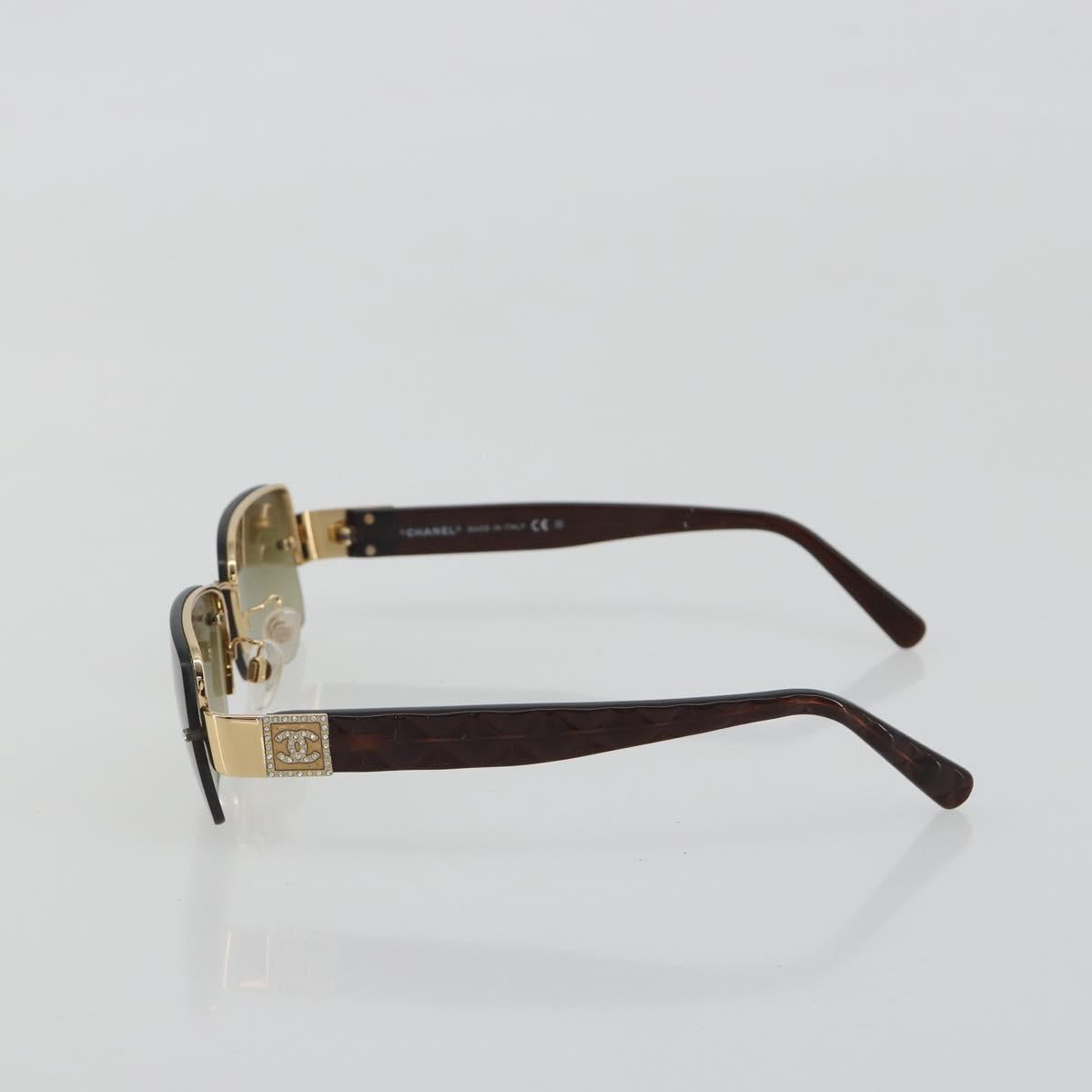 CHANEL COCO Mark Sunglasses plastic Brown CC Auth 190363