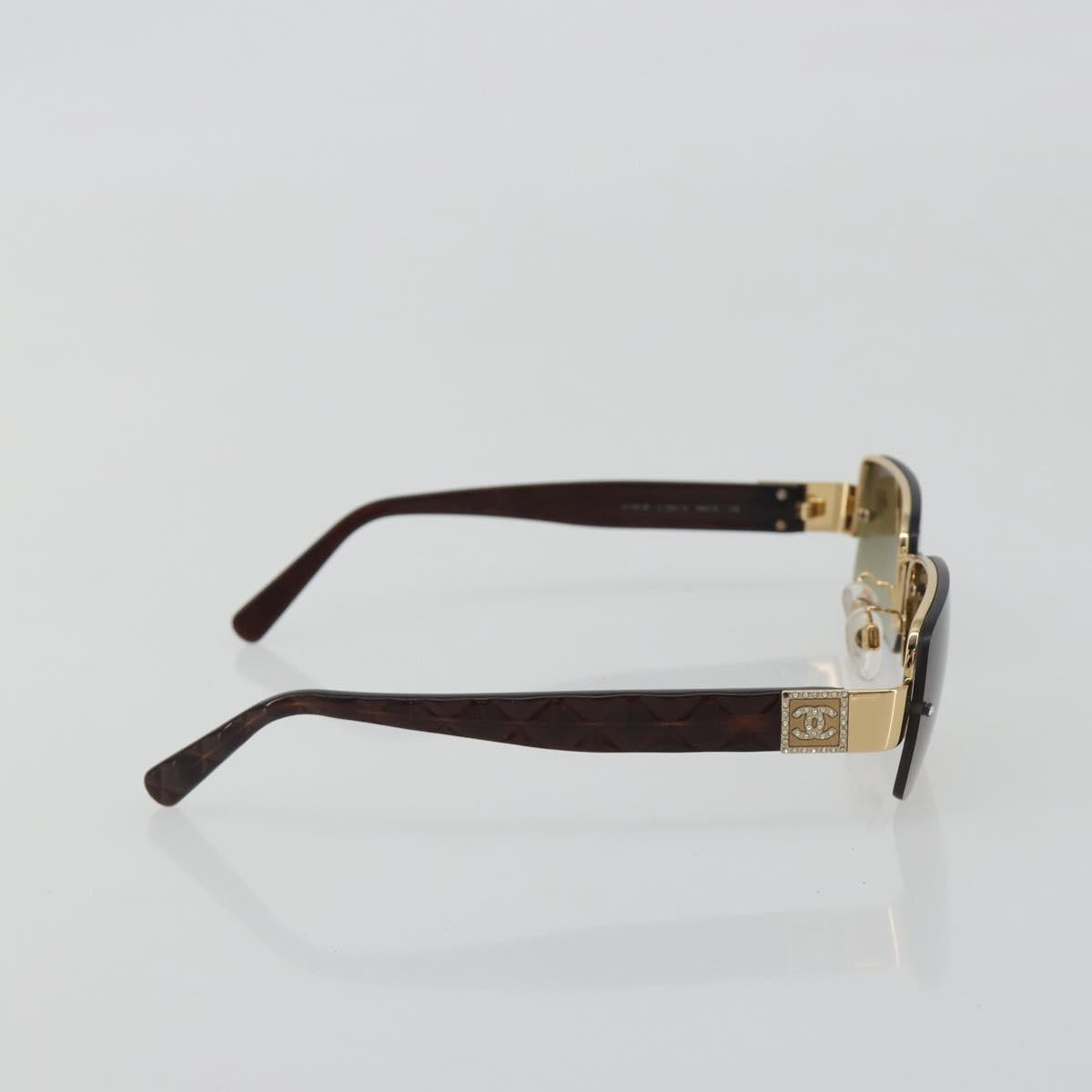 CHANEL COCO Mark Sunglasses plastic Brown CC Auth 190363