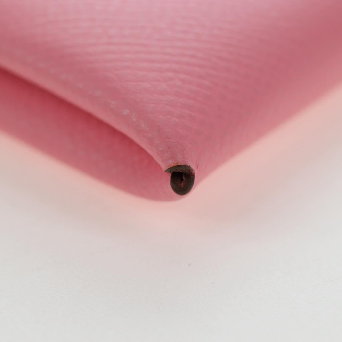 HERMES Calvi Card Case Leather Pink Auth 190365M
