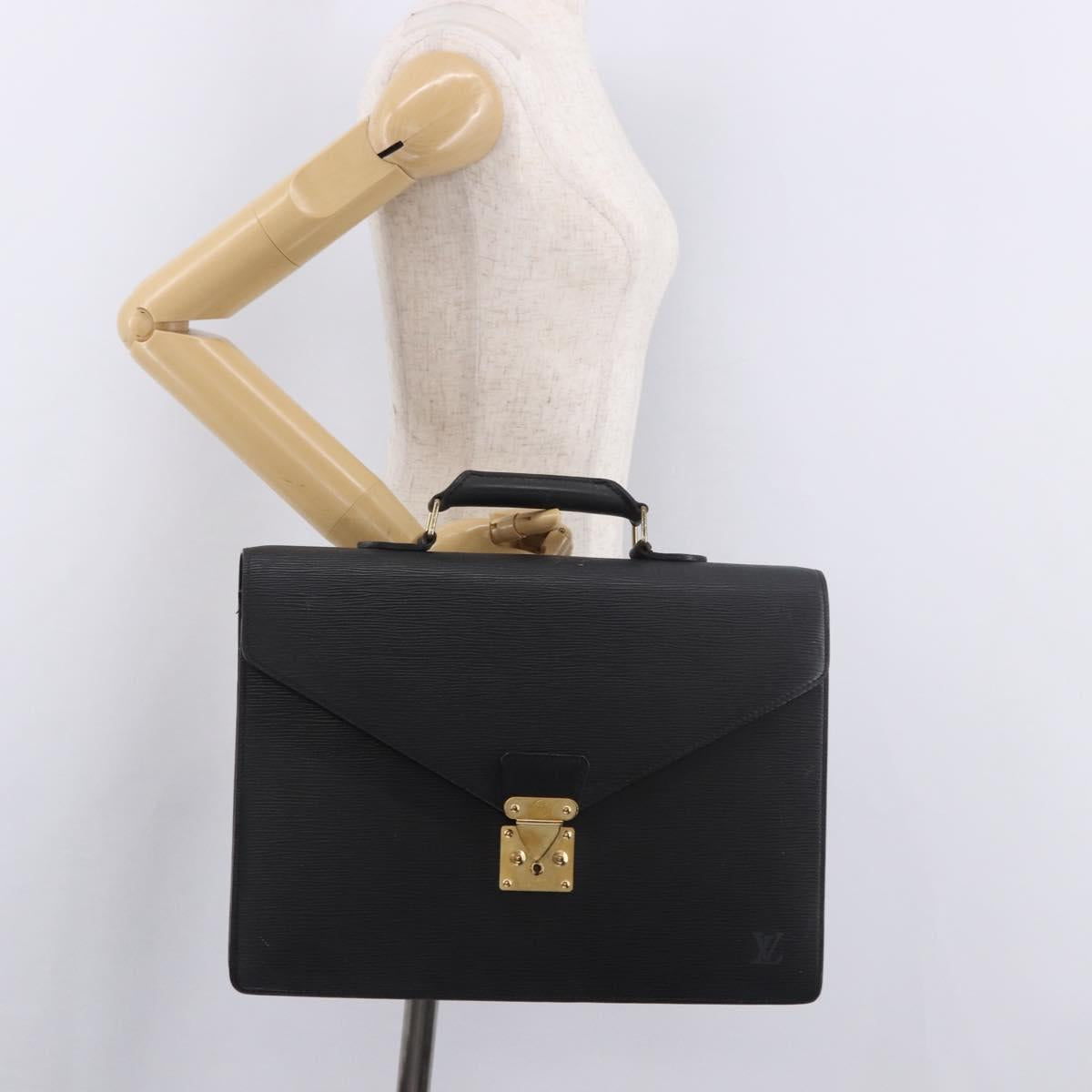 LOUIS VUITTON Epi Serviette Conseiller Business Bag Black M54422 LV Auth 190381