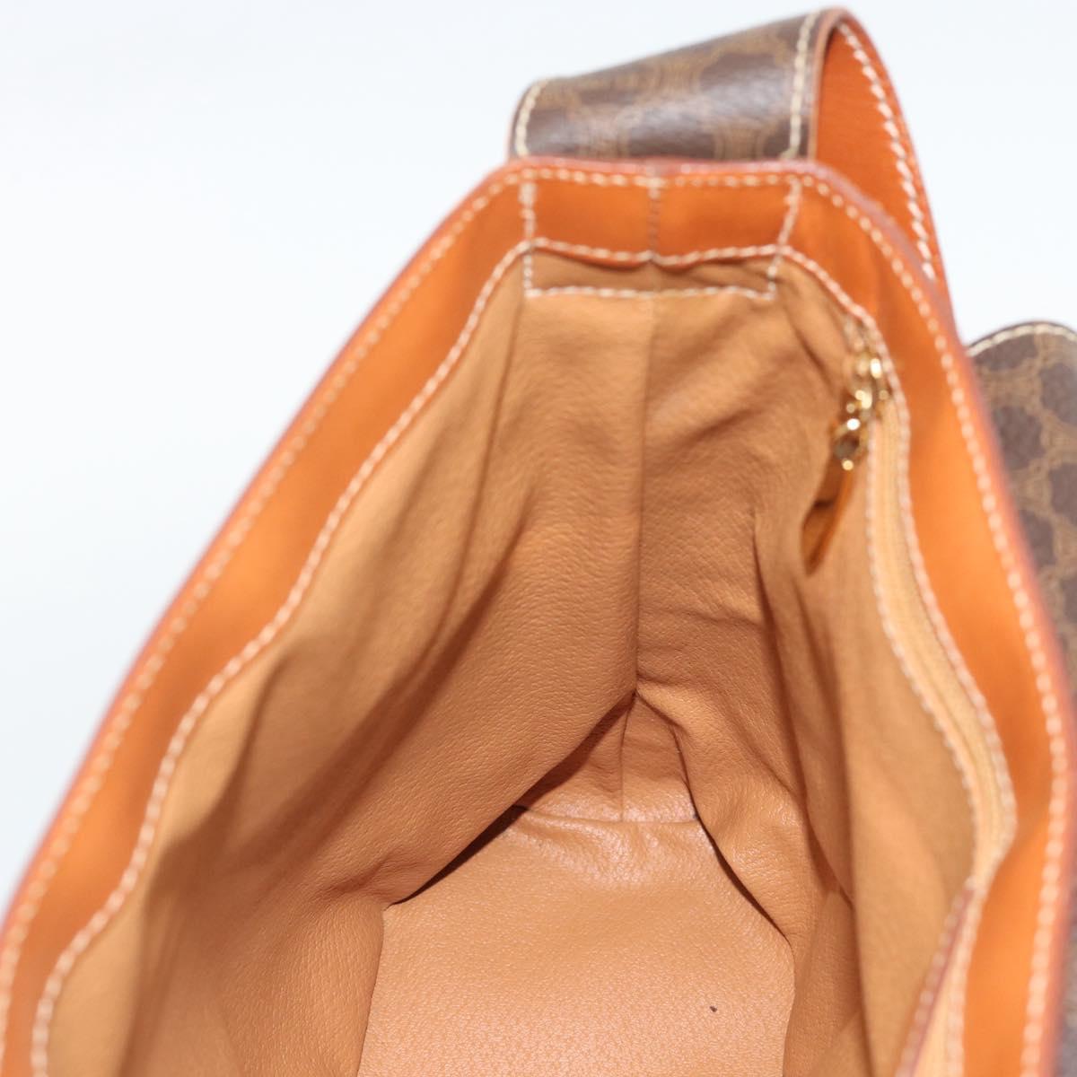 CELINE Macadam Canvas Shoulder Bag PVC Leather Brown Gold Auth 190382A