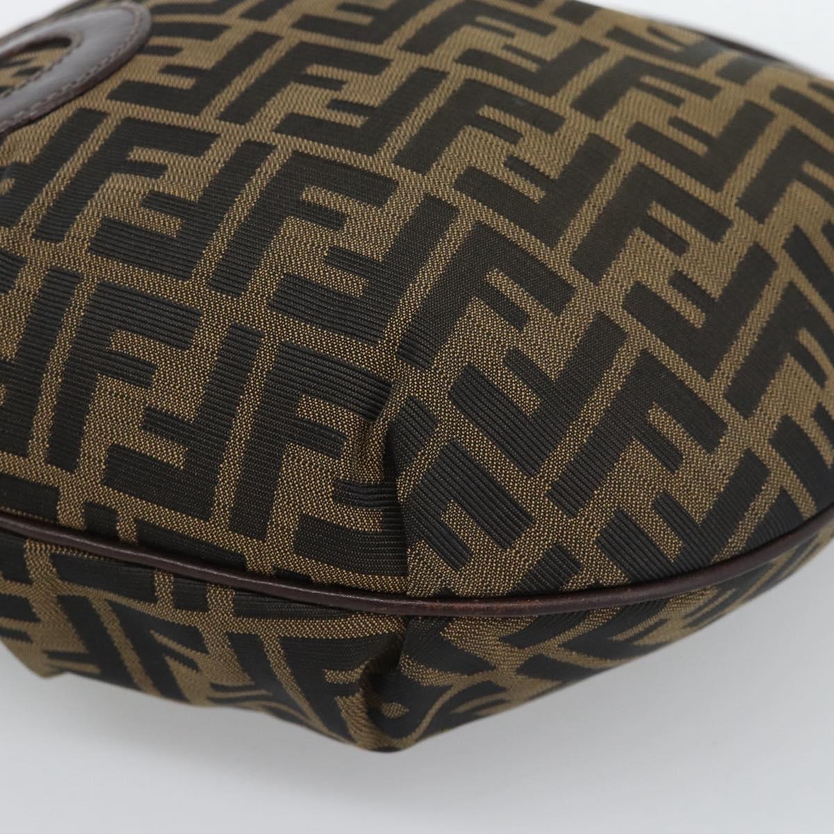 FENDI Zucca Canvas Shoulder Bag Brown Black Auth 190384A
