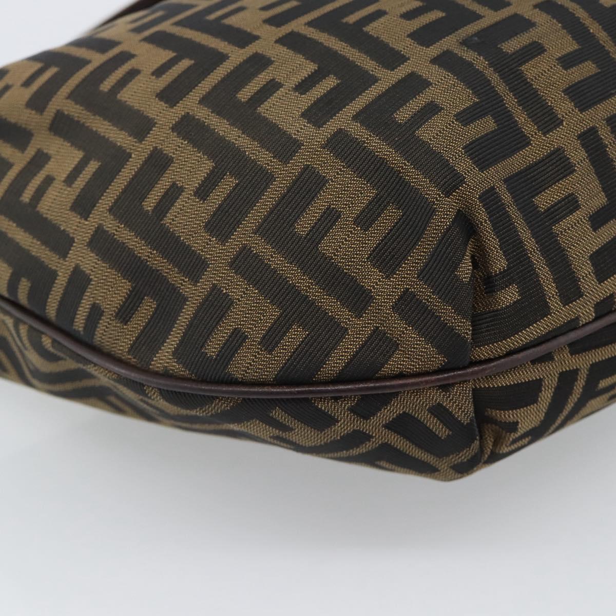 FENDI Zucca Canvas Shoulder Bag Brown Black Auth 190384A