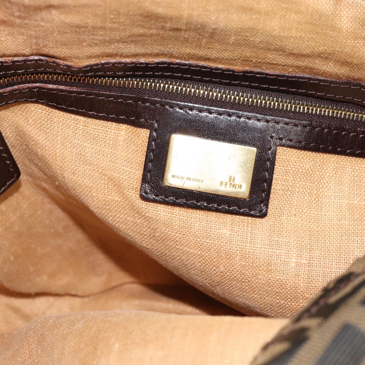 FENDI Zucca Canvas Shoulder Bag Brown Black Auth 190384A
