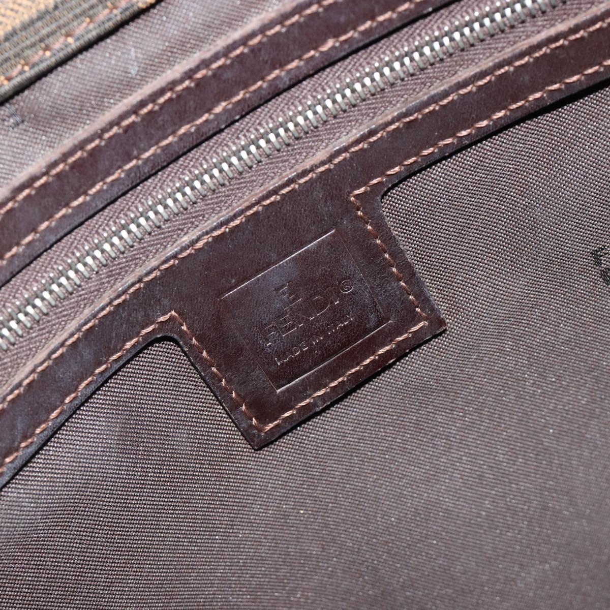 FENDI Zucca Canvas Mamma Baguette Tote Bag Brown Black Auth 190385