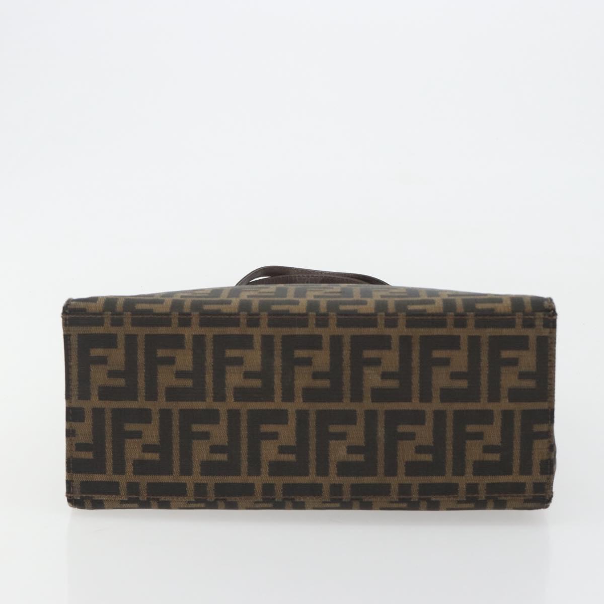 FENDI Zucca Canvas Mamma Baguette Tote Bag Brown Black Auth 190385