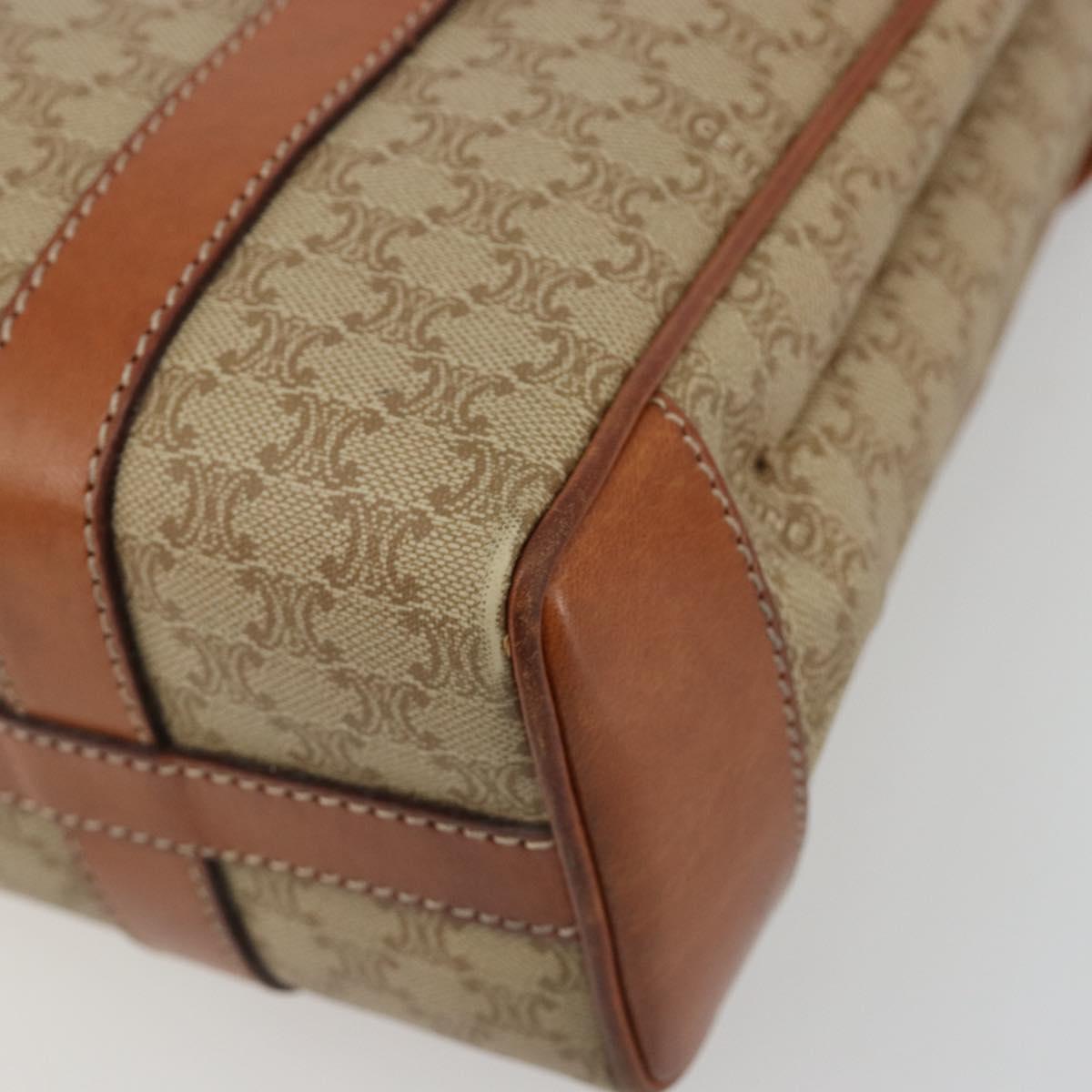 CELINE Macadam Canvas Hand Bag PVC Beige Gold Auth 190386