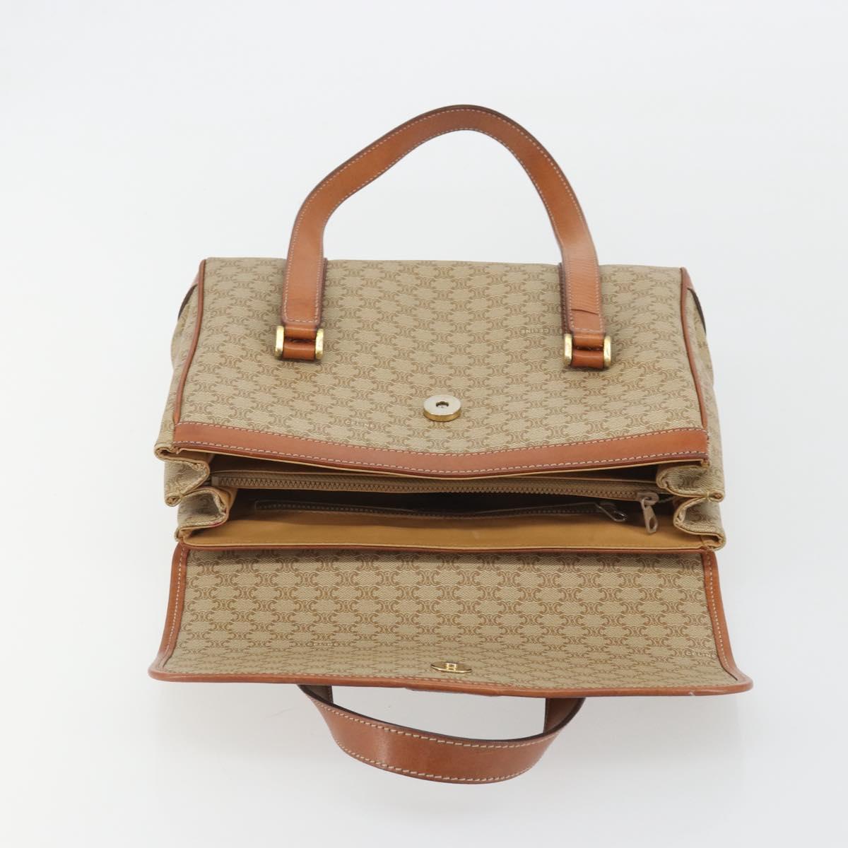 CELINE Macadam Canvas Hand Bag PVC Beige Gold Auth 190386
