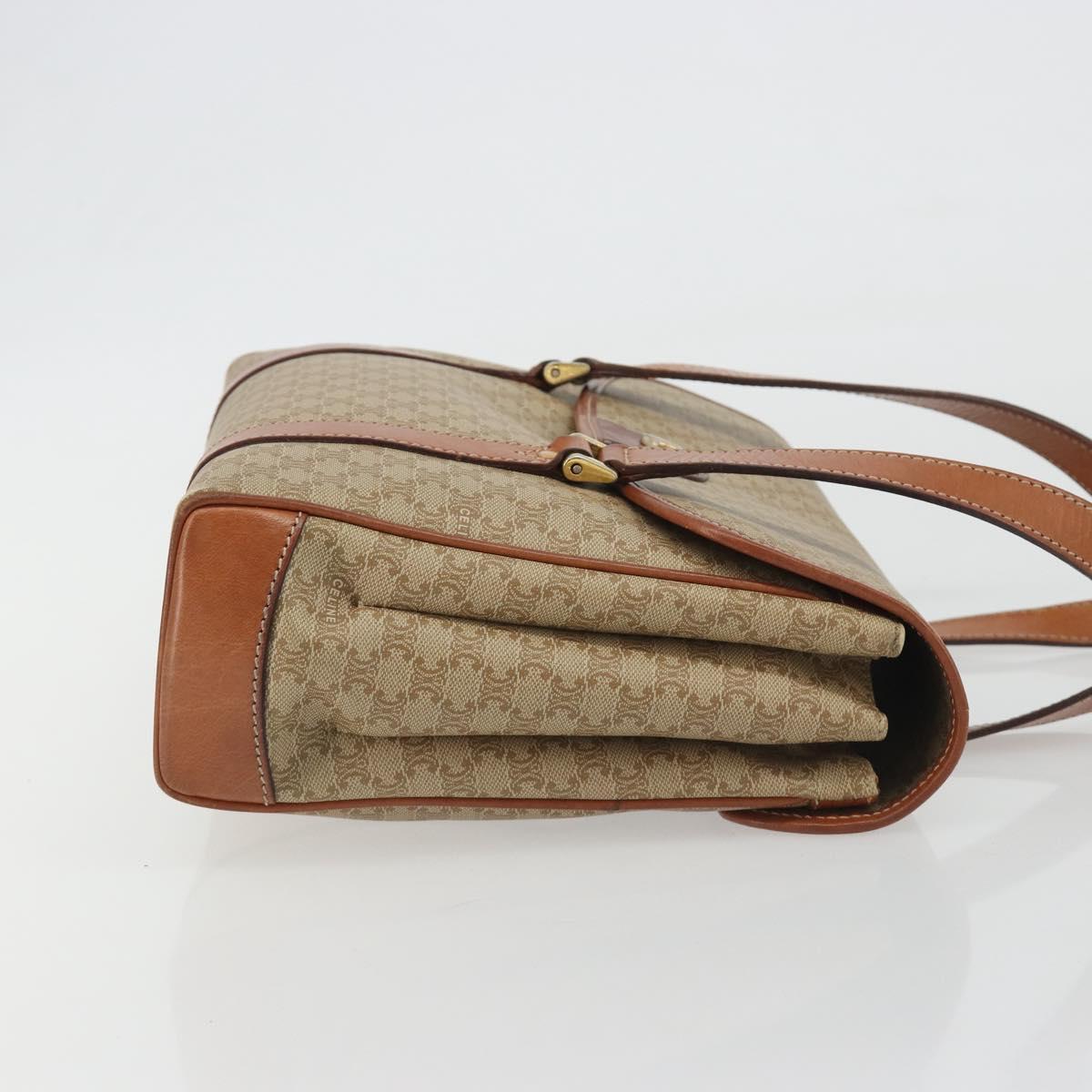 CELINE Macadam Canvas Hand Bag PVC Beige Gold Auth 190386